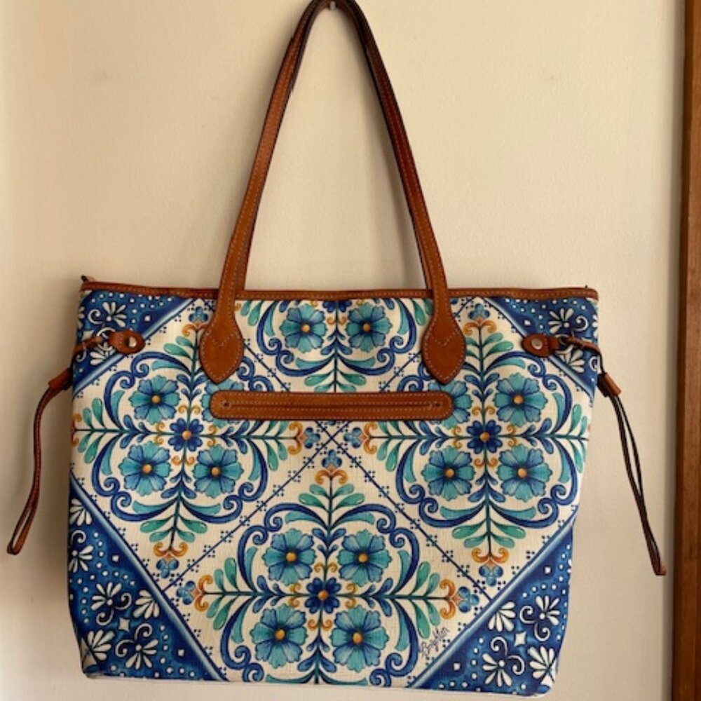 BRIGHTON Blues Solene Coated Canvas Shopper Zip Shopper Tote Bag - Picture 4 of 17